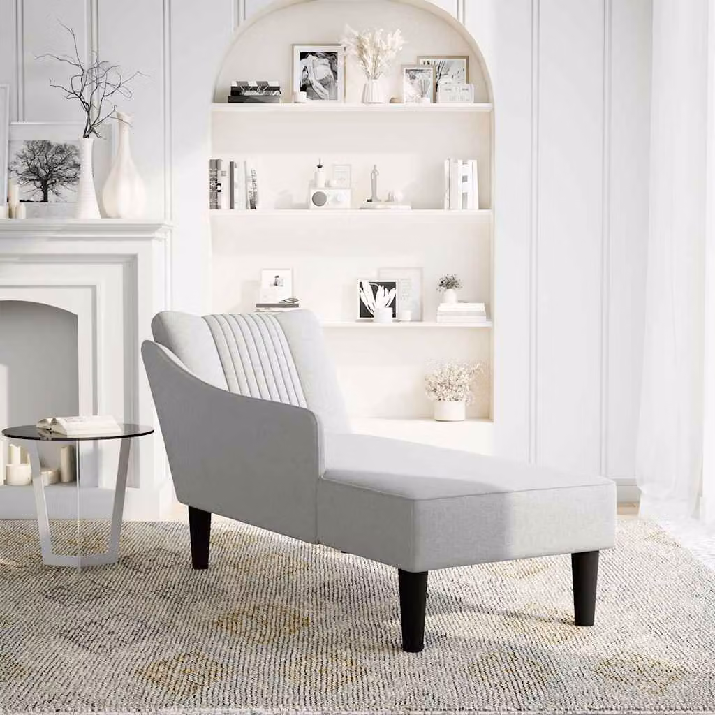 vidaXL Sdraio con Bracciolo Destro in Tessuto Grigio Nuvola