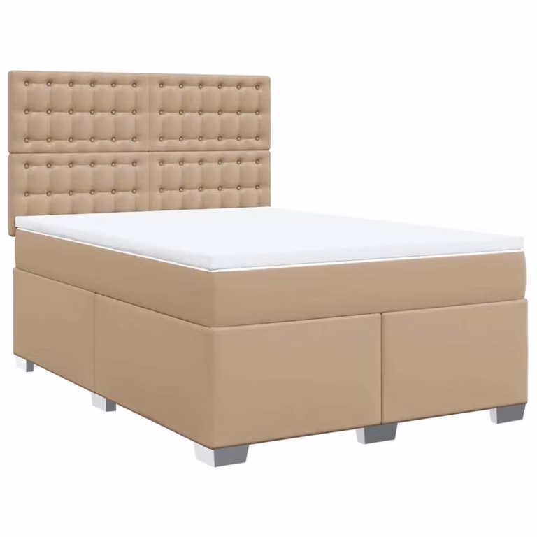 Giroletto a Molle con Materasso Cappuccino 140x190cm Pelle finta