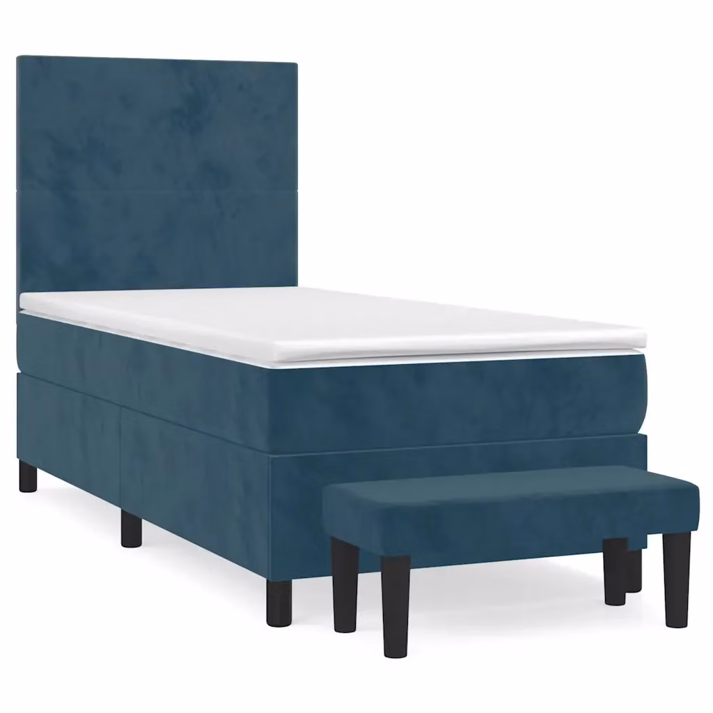 Letto Ibrido con Giroletto a Molle e Materasso vidaXL in Velluto Blu e Bianco L/P/H: 203 x 100 x 118 cm – 2