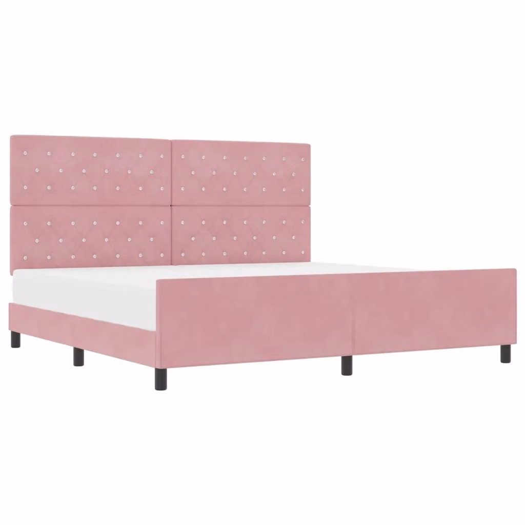 Letto a molle con testiera vidaXL in velluto rosa L/P/H: 200 x 200 x 207 cm – 2