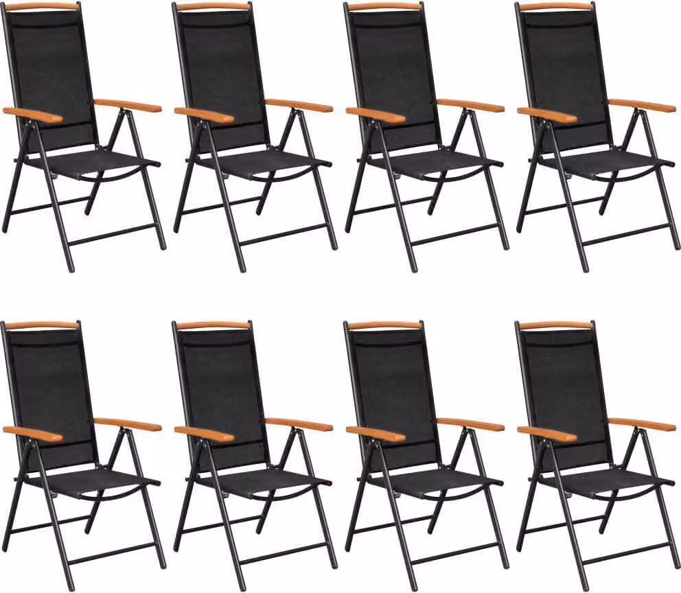Set da Pranzo da Giardino 9 pz in Alluminio Nero