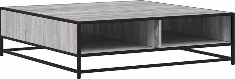 Tavolino Grigio Sonoma 100x100x30 cm in Truciolato e Metallo