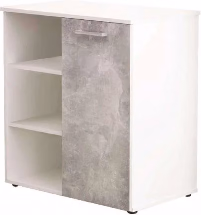 Mobiletto Cosma con 1 Anta e 3 Mensole Bianco e Grigio Cemento – 1
