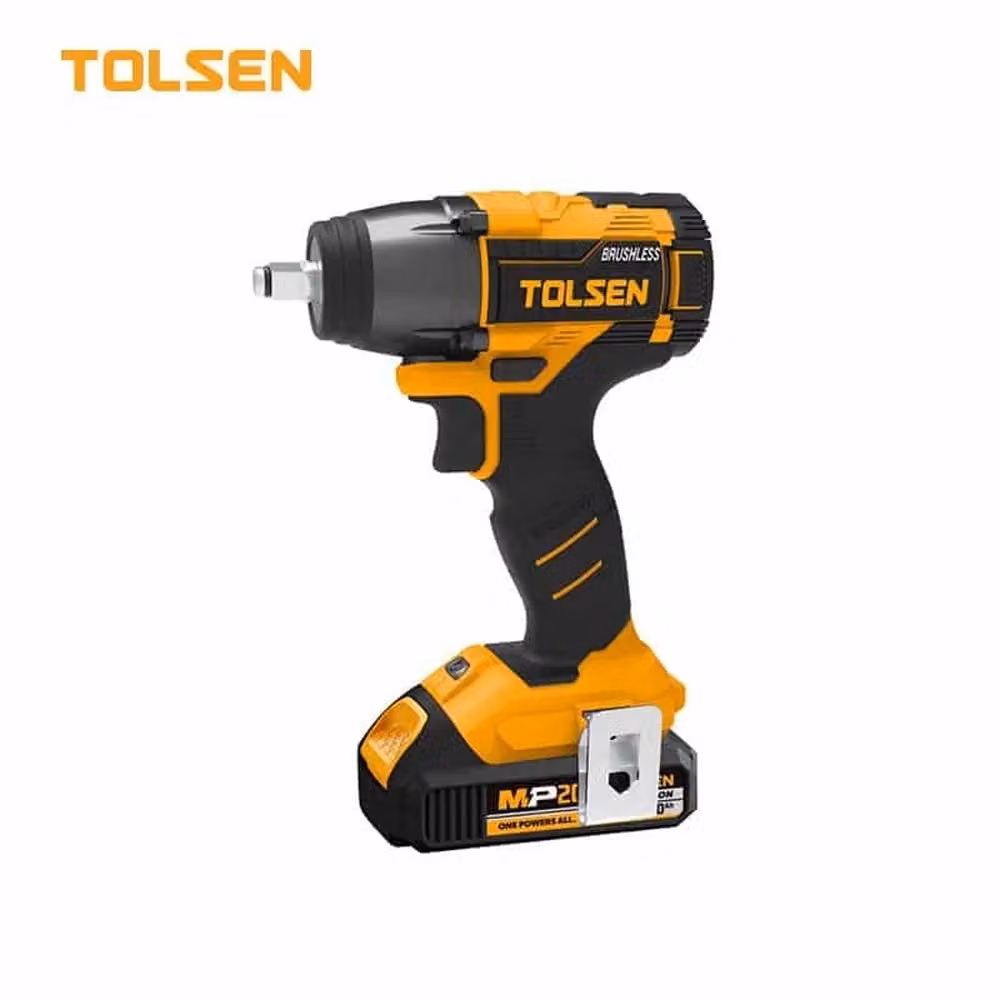 Avvitatore a impulsi brushless a batteria Tolsen 20V con 2 batterie da 2Ah, 1/2" 300Nm, colore giallo – 2