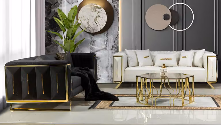 Sofagarnitur Italienischer Stil Sitzgarnitur Polstergarnitur Sofa Couch 3+3