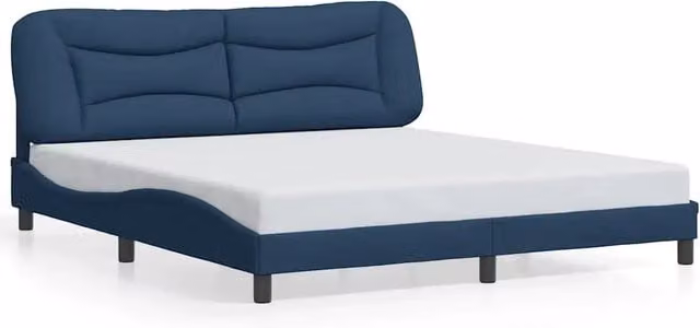Letto matrimoniale | Letto per adulti | Giroletto senza Materasso Hvar Blu 180x200 cm in Tessuto