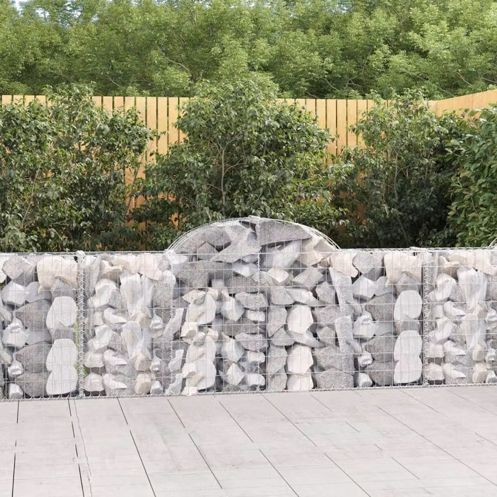 Cesto Gabbione ad Arco vidaXL in Ferro Zincato Grigio L: 200 cm, P: 30 cm, H: 80/100 cm