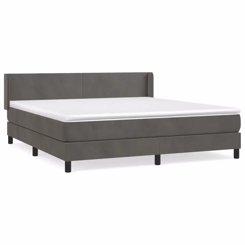 vidaXL Giroletto a Molle con Materasso Ibrido in Velluto Grigio L/P/H: 160 x 200 x 88 cm – 2