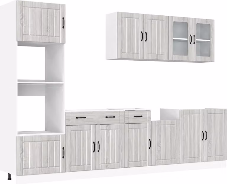 Set Mobili da Cucina 7 pz Kalmar Grigio Sonoma in Truciolato
