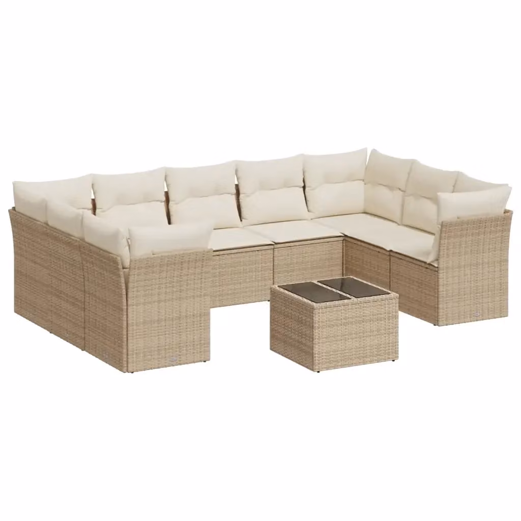 Set Divano da Giardino VIDAXL in Polyrattan con Cuscini Beige, Design Moderno a L per 10 Persone – 2