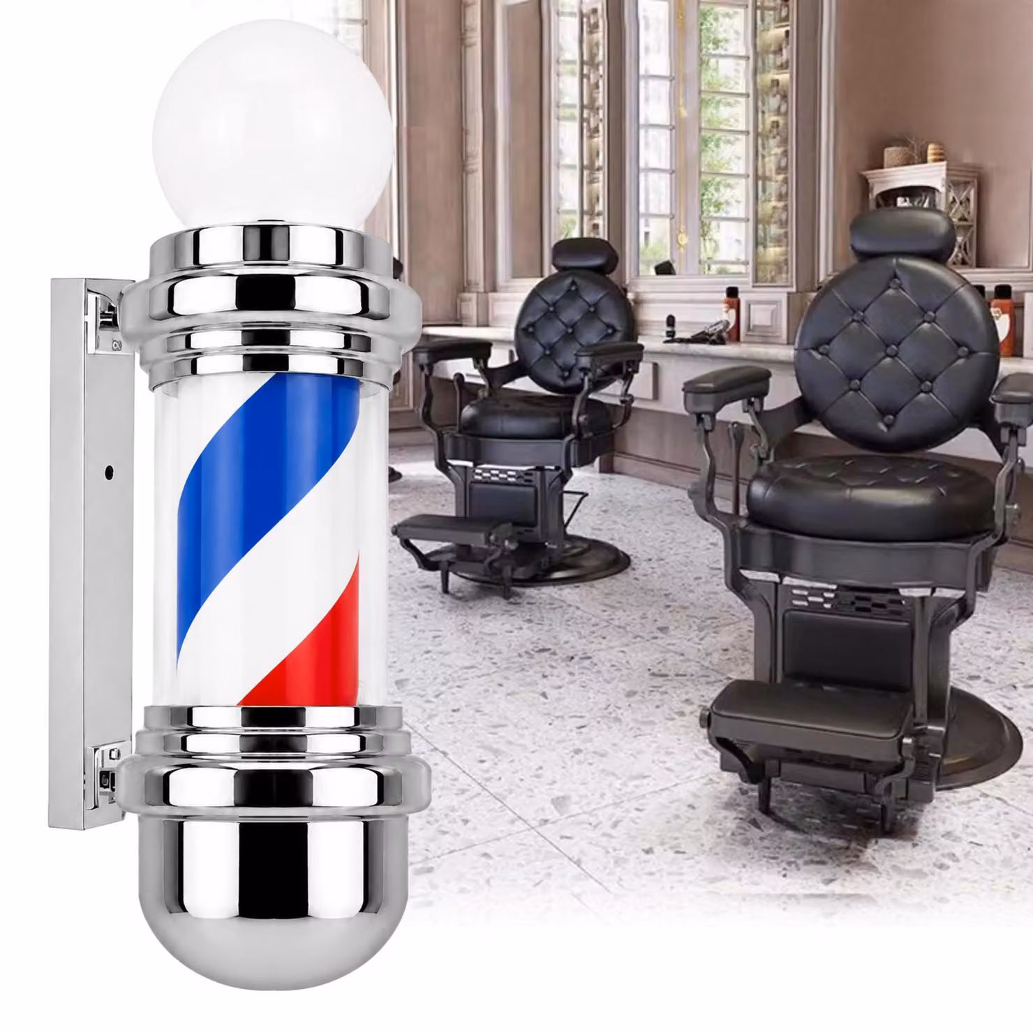 Plafon colonna lampada LED barbershop segno pubblicitario salone 67cm