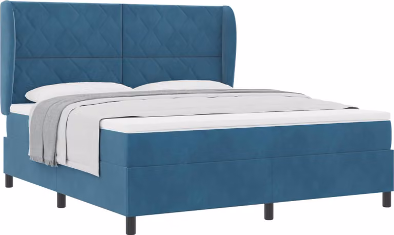 Letto a molle con materasso Blu Scuro 200 x 180 cm Velluto