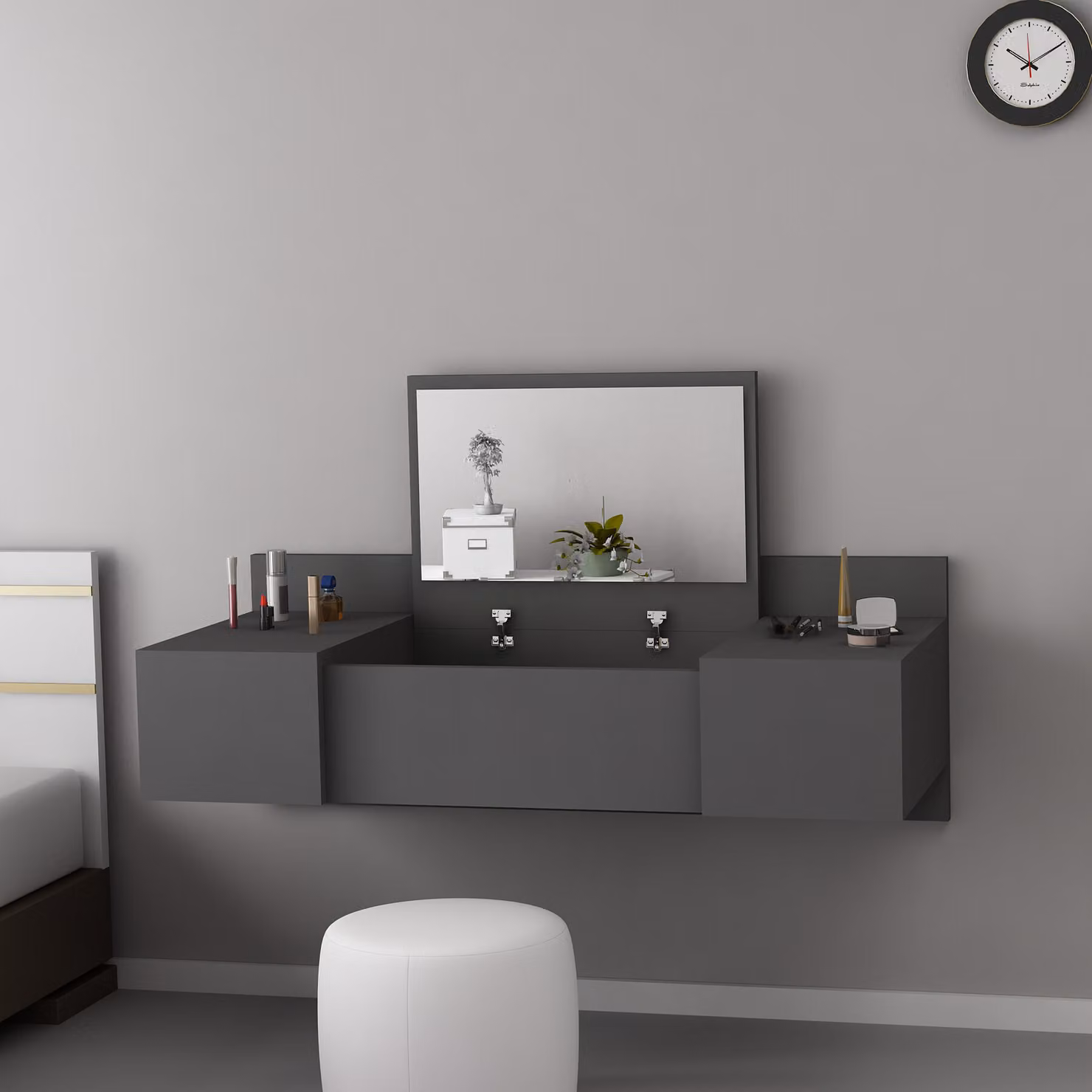 Skye Decor, Zakkum - Antracite, tavoli da trucco, antracite, 100 x 33 x 39,1 cm
