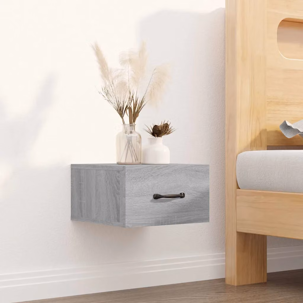 Comodino a muro vidaXL Grigio Sonoma moderno L/P/H: 35 x 35 x 20 cm