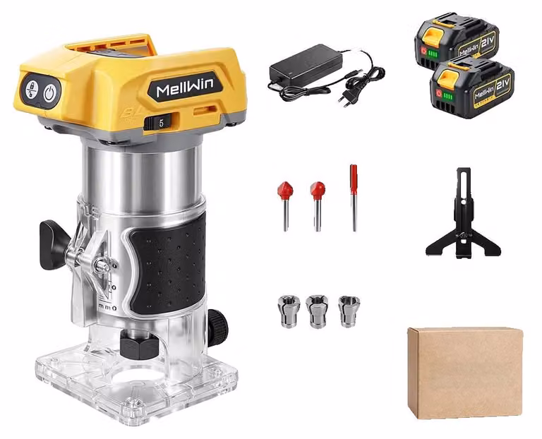 Fresatrice, motore brushless, 5 livelli di velocità, set di 2 batterie, spina di tipo C per l'Unione Europea (100V-240V)