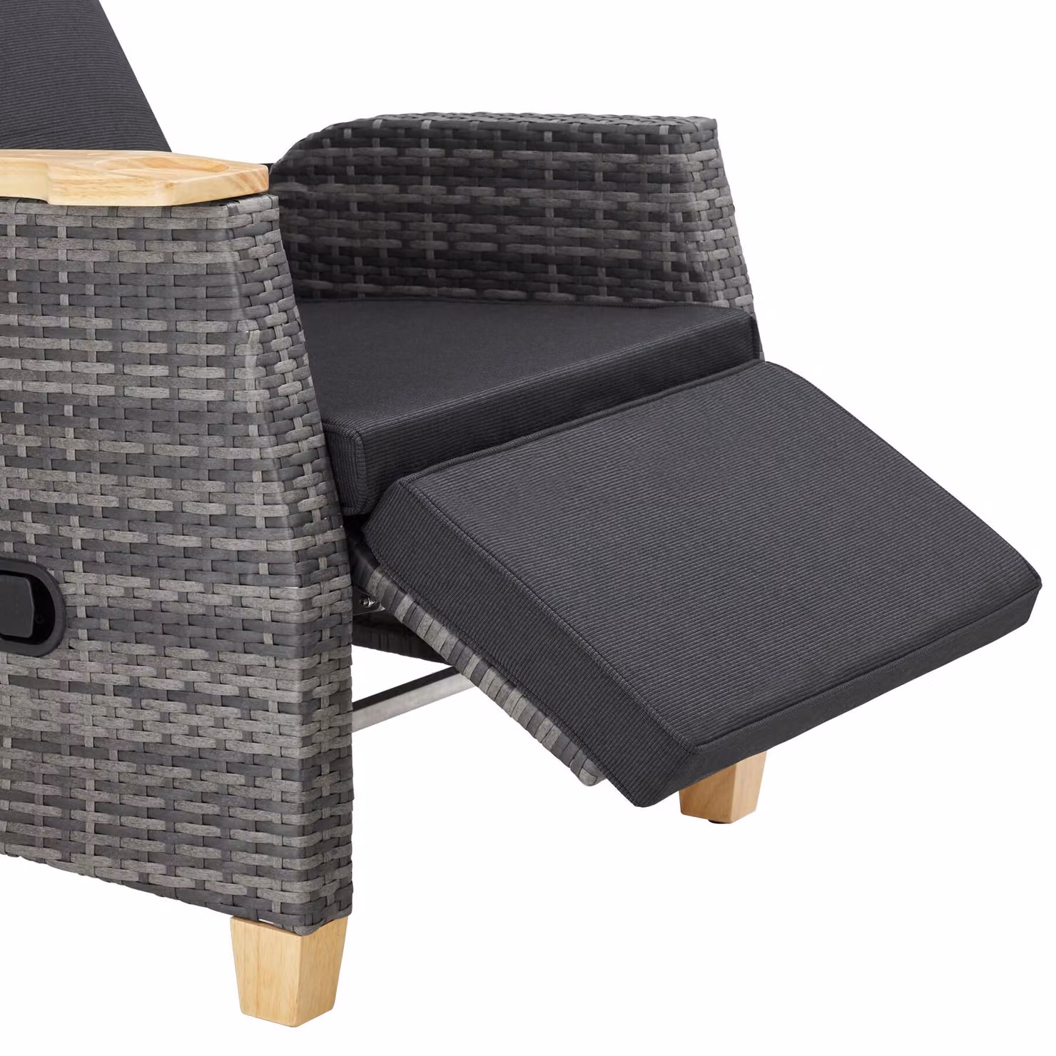 Poltrona in rattan Pescara TecTake con struttura in alluminio e schienale regolabile, colore grigio – 1