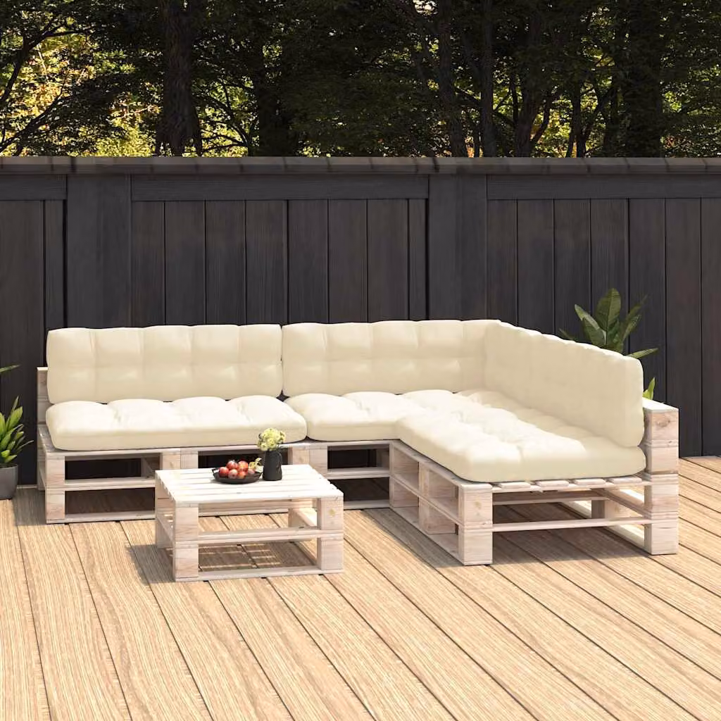 Set di 7 cuscini per divano su pallet vidaXL in poliestere, colore beige, L 120 x P 80 x H 10 cm
