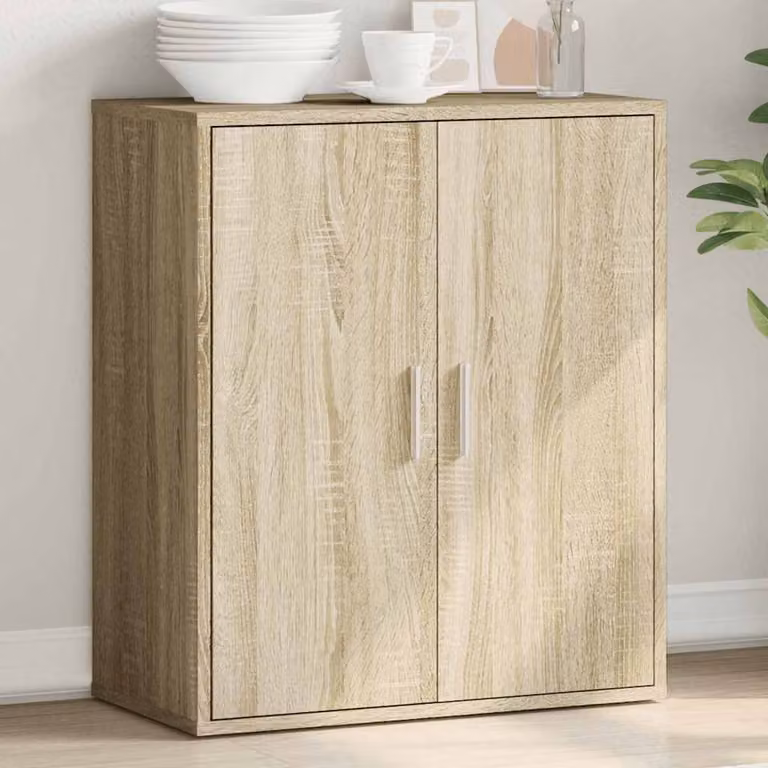 Credenza moderna vidaXL in legno multistrato color rovere sonoma marrone L: 79 cm, P: 38 cm, H: 80 cm
