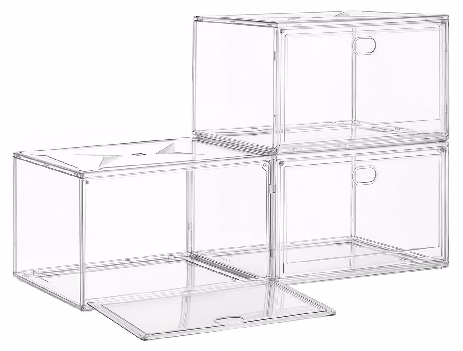 Set di 3 scatole impilabili per scarpe | Trasparente | 27x36x21 cm