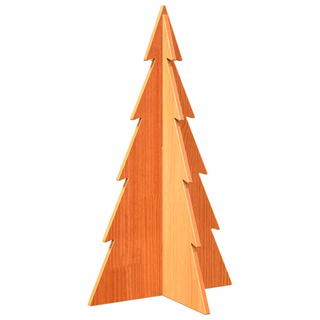 Albero di Natale Marrone Cera 80 cm in Legno Massello di Pino