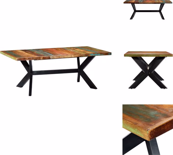 vidaXL Tavolo da pranzo 200x100x75 cm in legno massiccio antico - Tavoli da pranzo