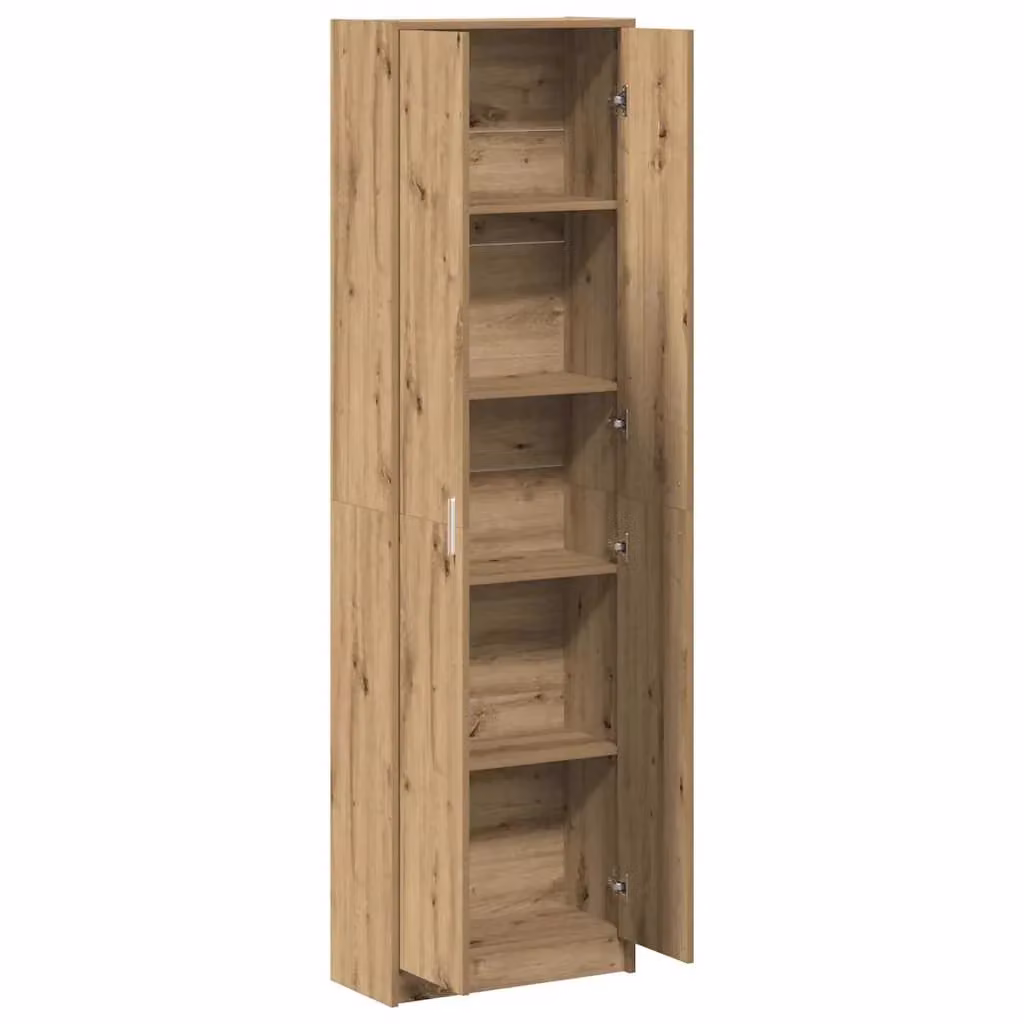 Mobile contenitore moderno HELLOSHOP26 in legno di rovere color marrone con ante a battente, L: 55 cm, P: 25 cm, H: 189 cm – 2