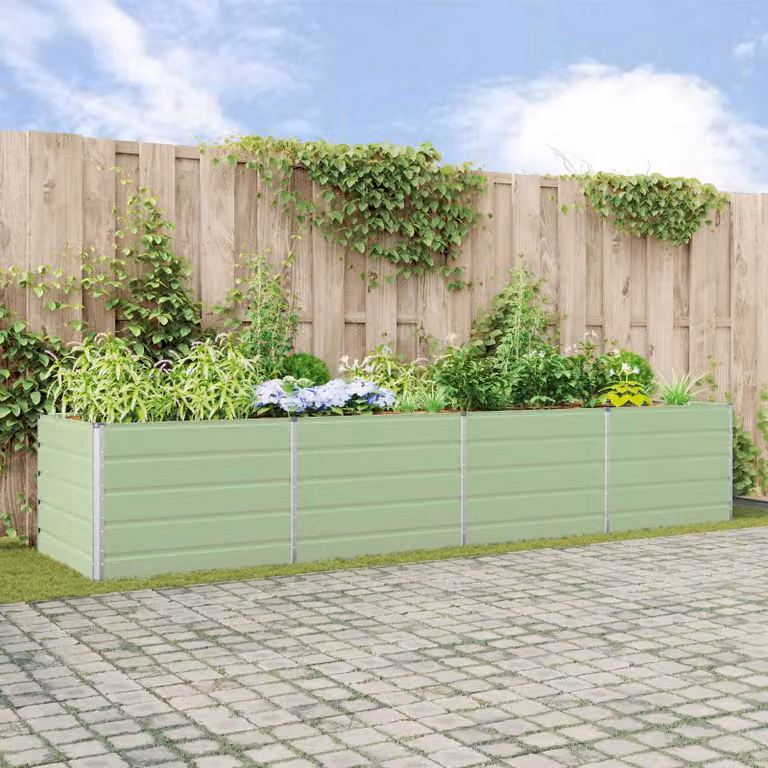 Fioriera vidaXL in acciaio zincato Verde Pastello L: 385 cm, P: 100 cm, H: 75 cm