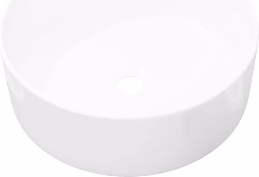 Lavandino Rotondo in Vetroceramica Bianca 40 x 15 cm