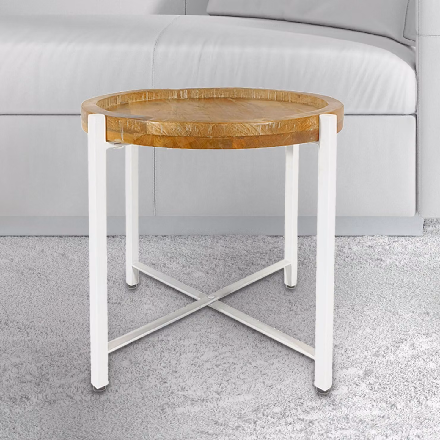 Tavolino Tavolino rotondo Tavolino ø46xH45cm Sioux metallo bianco puro