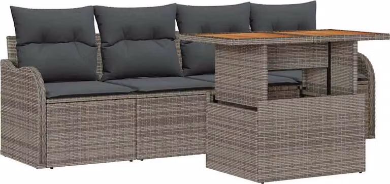 Set Divano da Giardino 5 pcs Grigio polyrattan