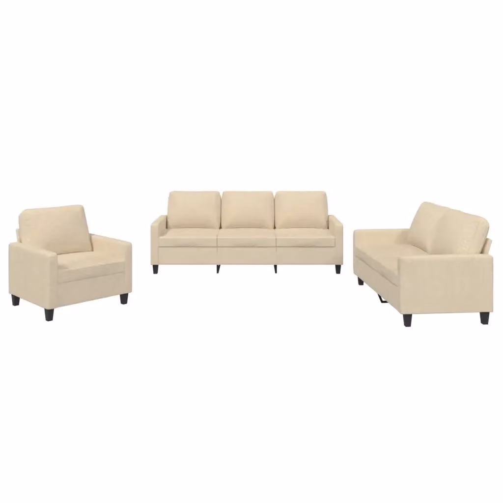 Set di divani 3 pezzi vidaXL in tessuto beige con cuscini per soggiorno – 2