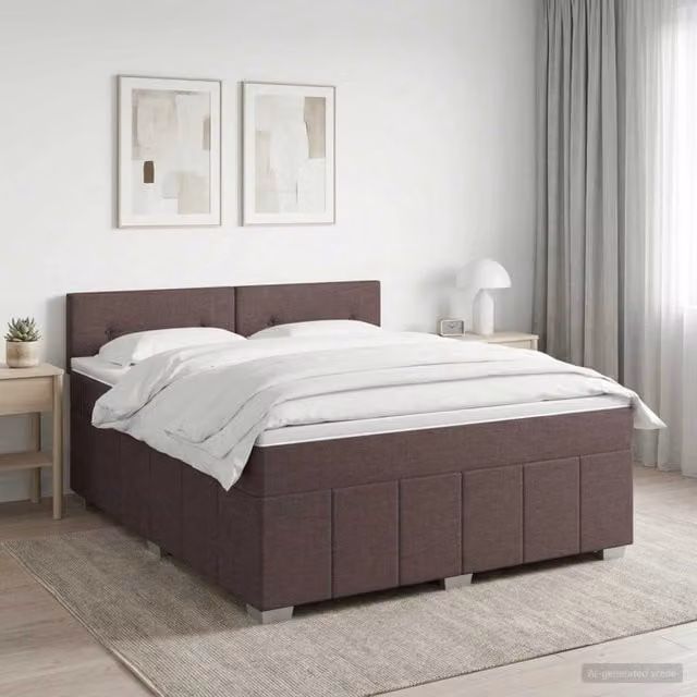 Letto box spring con materasso a molle insacchettate vidaXL Marrone e Bianco L/P: 140 x 200 cm