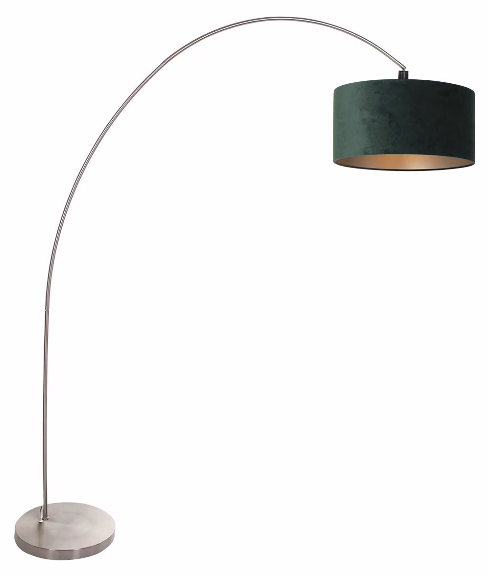 Lampada da terra - acciaio - Solva - metallo tessile - lampada ad arco - E27 - 3913ST - Mexlite