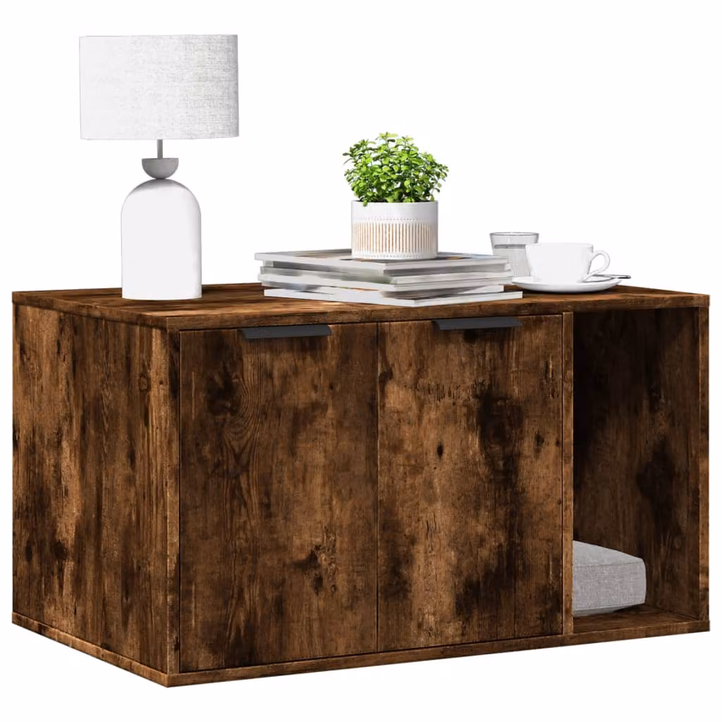 Recinto lettiera per gatti vidaXL in truciolato color rovere fumo L: 80 cm, P: 50 cm, H: 45 cm