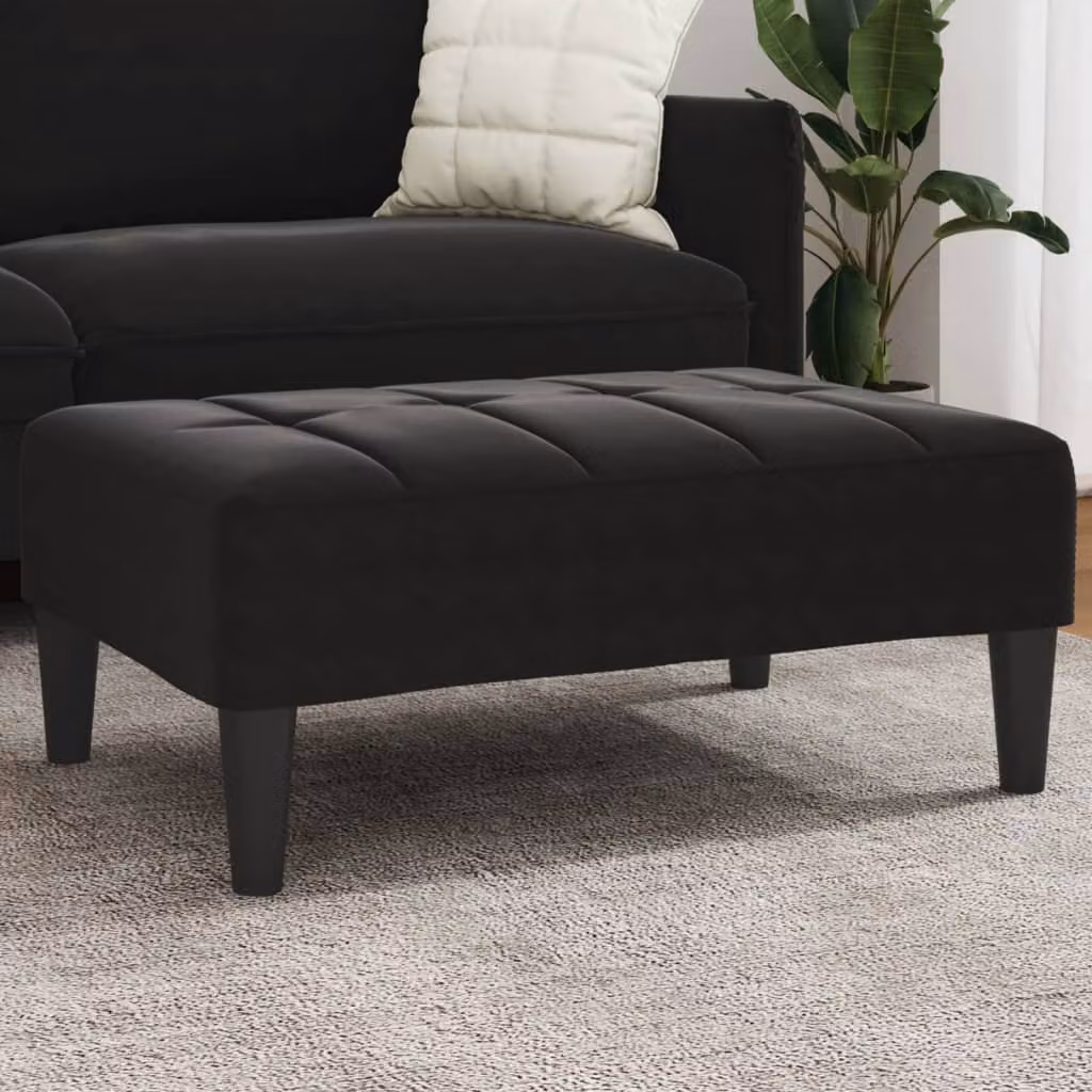 Poggiapiedi vidaXL in velluto nero per soggiorno e camera da letto L/P/H: 77 x 55 x 31 cm