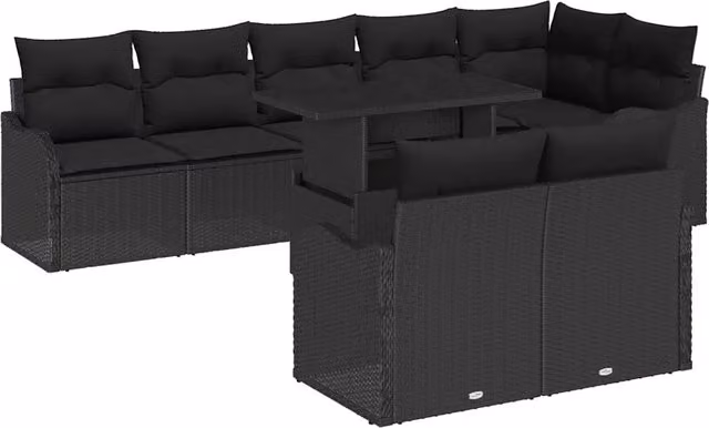 Set Divano da Giardino 9 pz Nero Rattan in Polipropilene 3357226