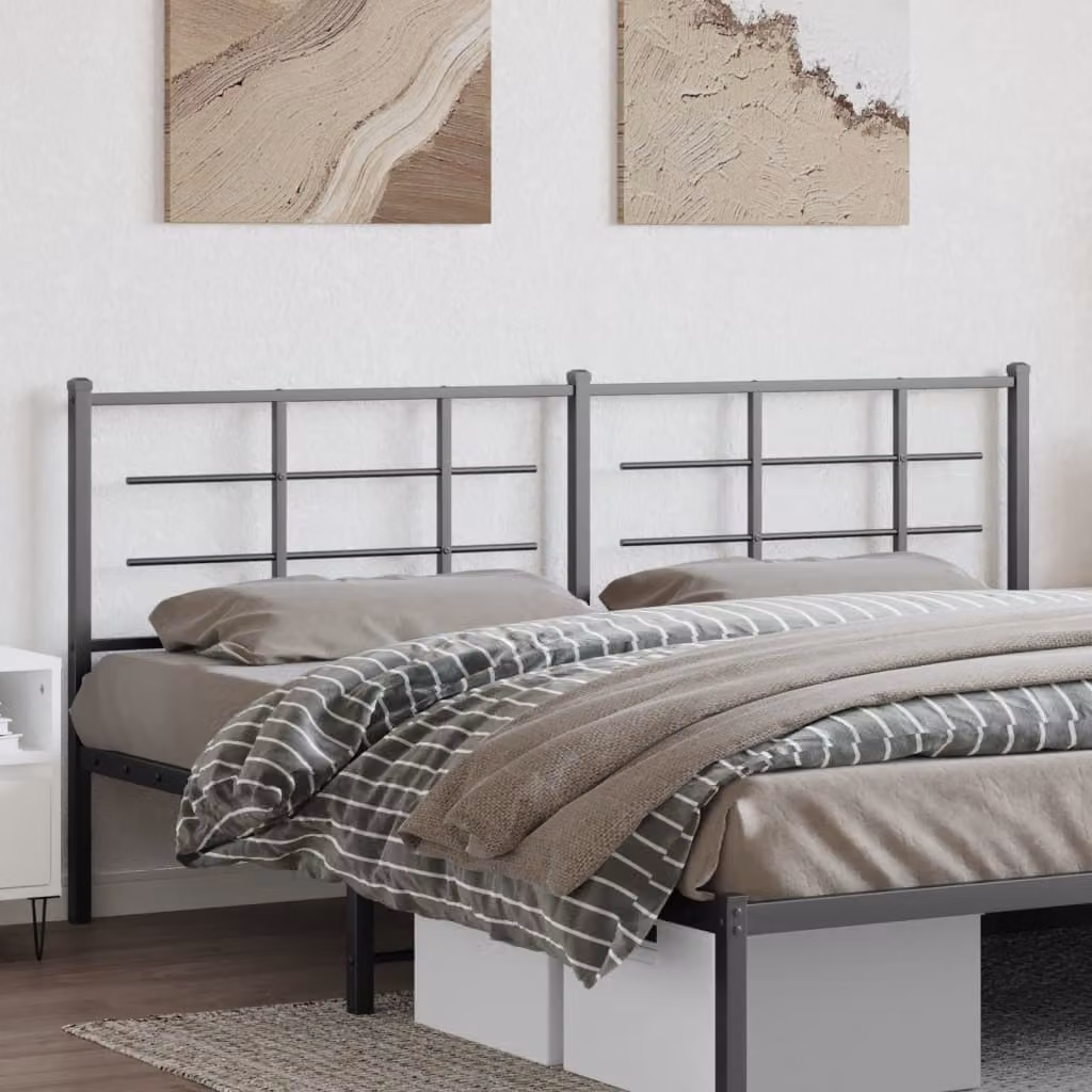 Testiera di ricambio vidaXL in metallo nero laccato per camera da letto, L: 200 cm, H: 90 cm, P: 3 cm