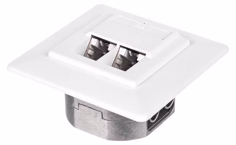 Prese di rete da incasso Netrack, 2 porte RJ45 8P8C, STP, Cat.5e, colore bianco