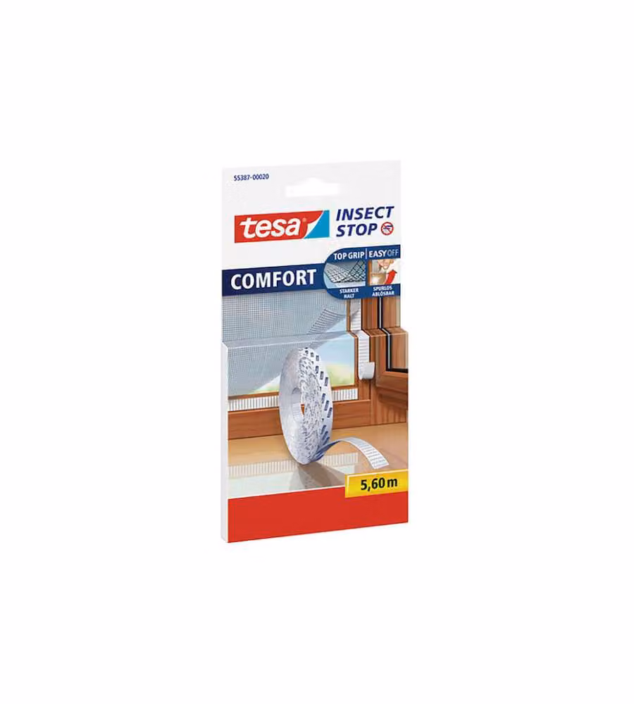 Tesa Nastro Adesivo Zanzariera Comfort 5,6m Velcro Autoadesivo
