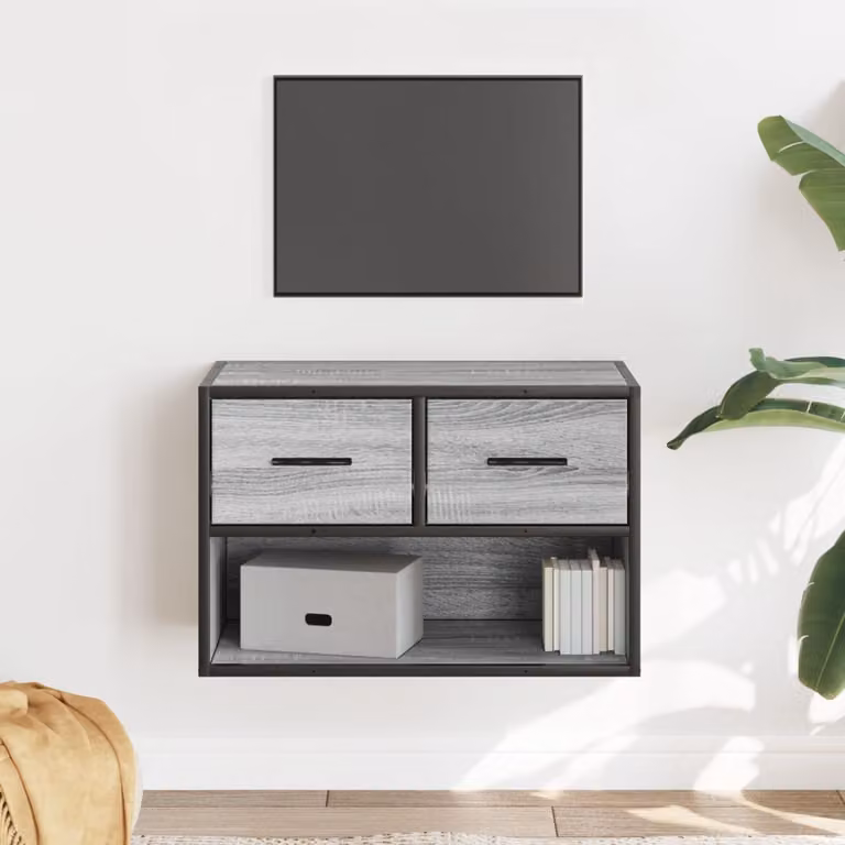 Mobile TV vidaXL in stile industriale Grigio Sonoma, realizzata in metallo e legno, L 60 cm x P 31 cm x H 39,5 cm