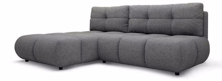 Divano angolare con funzione letto, modello Milorya, lato sinistro, colore grigio pietra