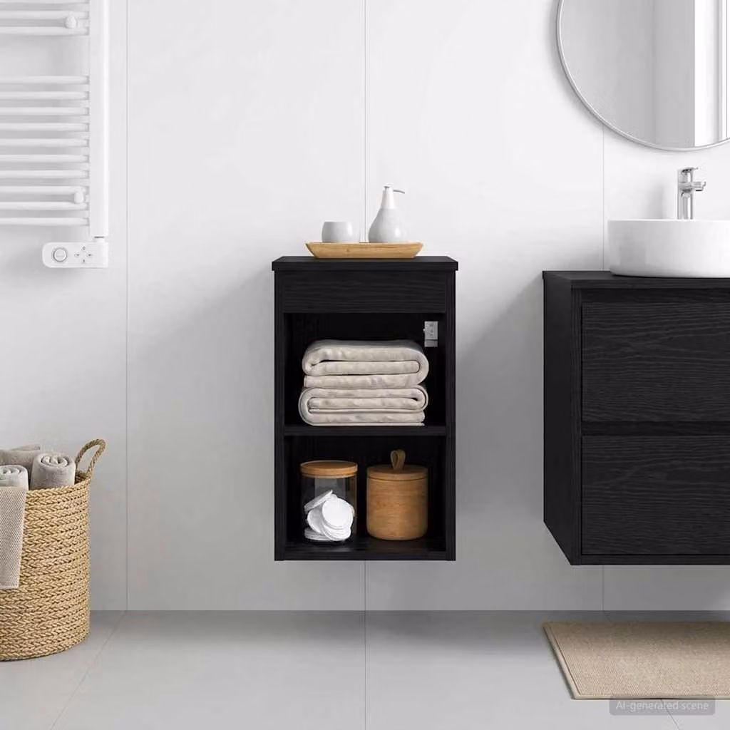 Armadio da bagno moderno vidaXL In-between Rovere Nero, L 30 cm x P 41 cm x H 50 cm