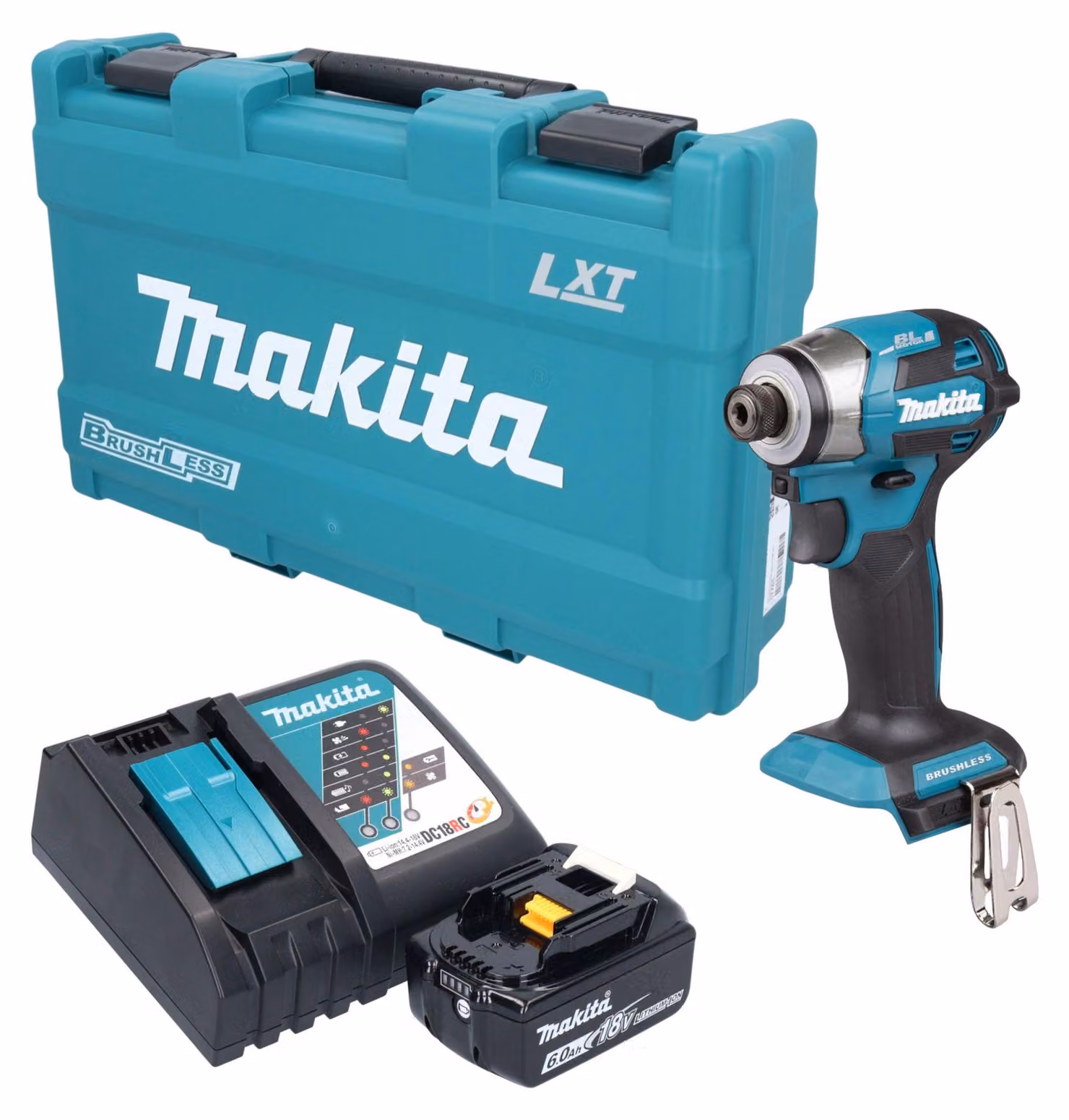 Avvitatore a impatto a batteria Makita DTD 173 RG1K 18 V 180 Nm 1/4" brushless + 1 batteria da 6,0 Ah + caricabatterie + valigetta