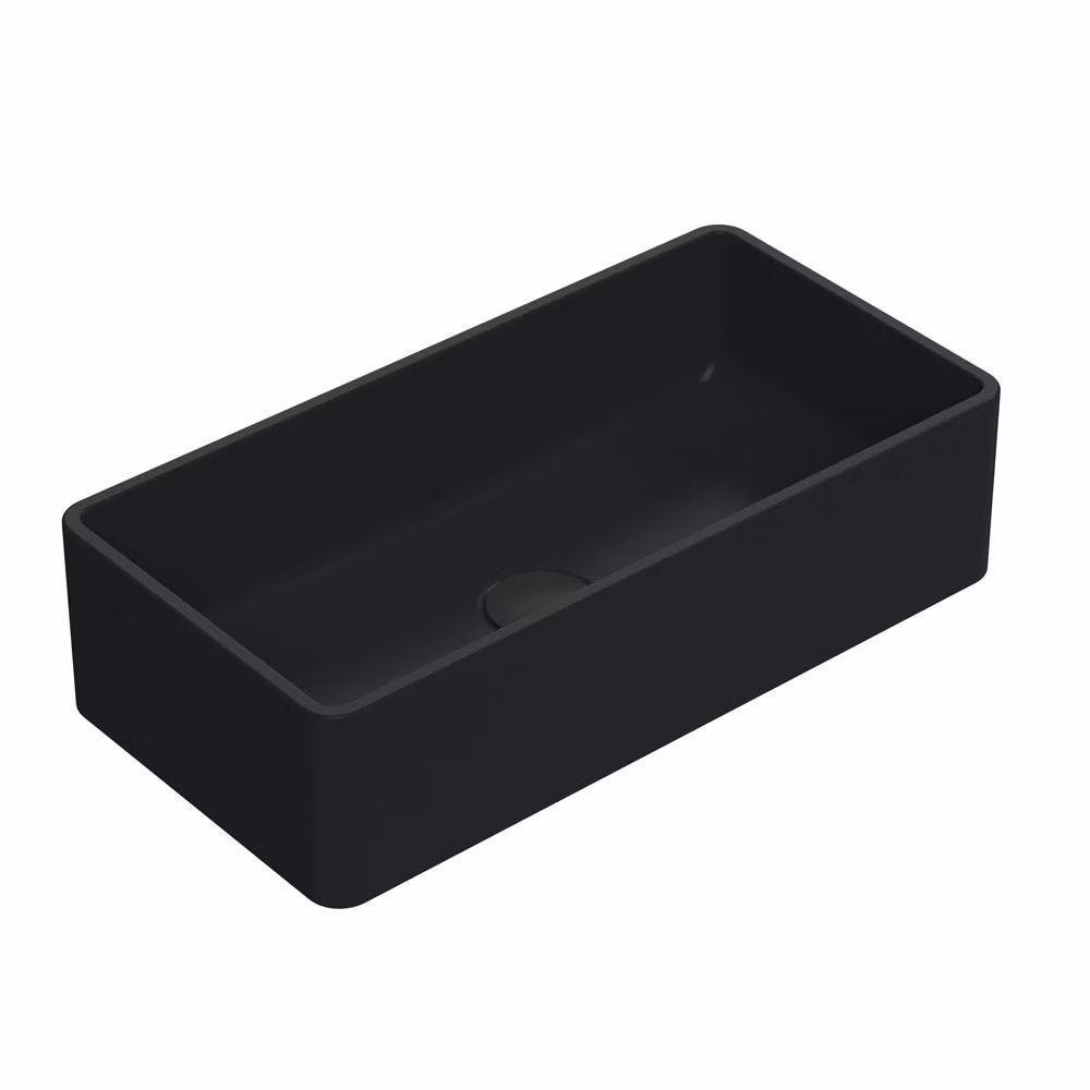 Lavabo da Appoggio Rettangolare Moderno Nero Opaco 465x235mm