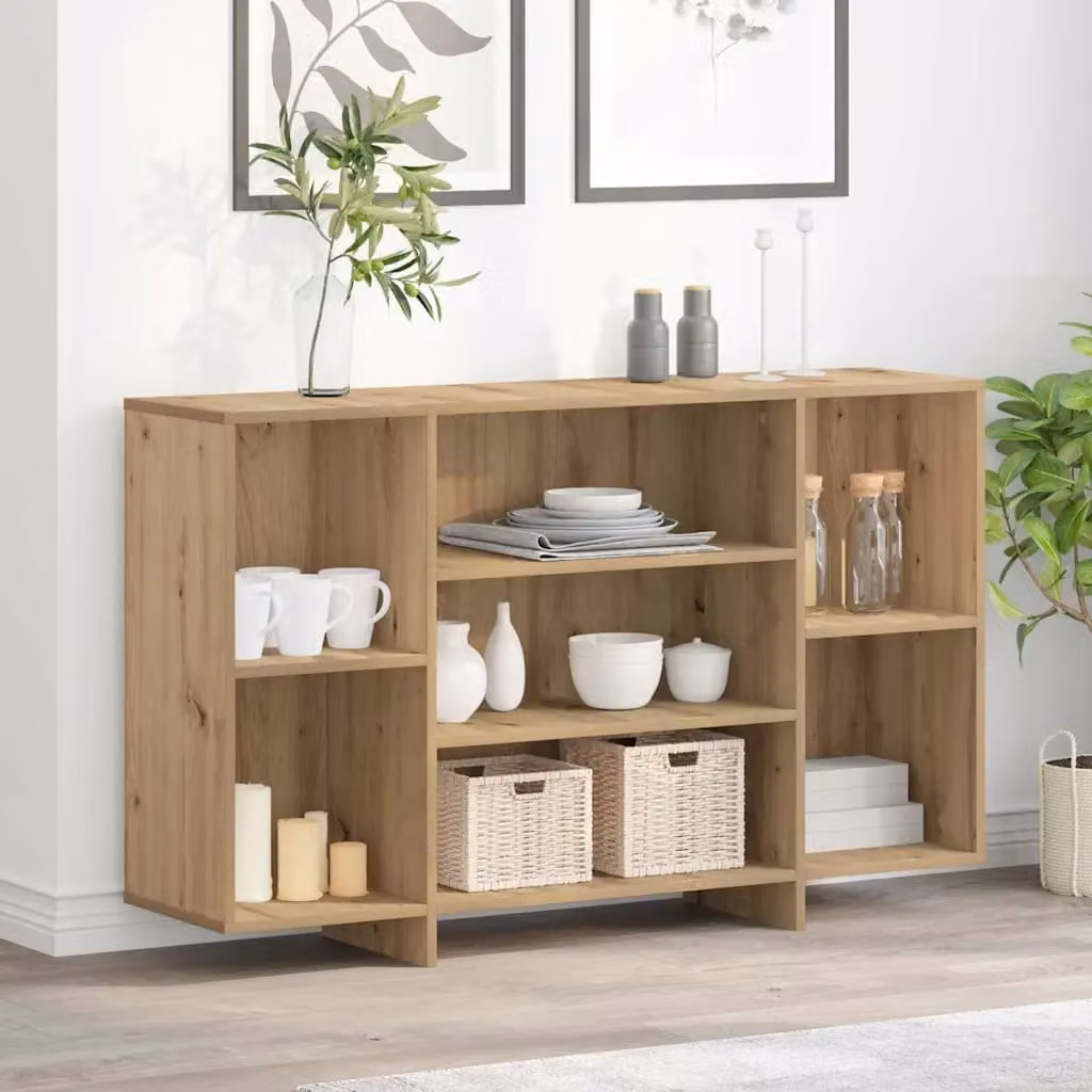 Credenza moderna vidaXL in legno color rovere marrone L: 120 cm, P: 30 cm, H: 75 cm