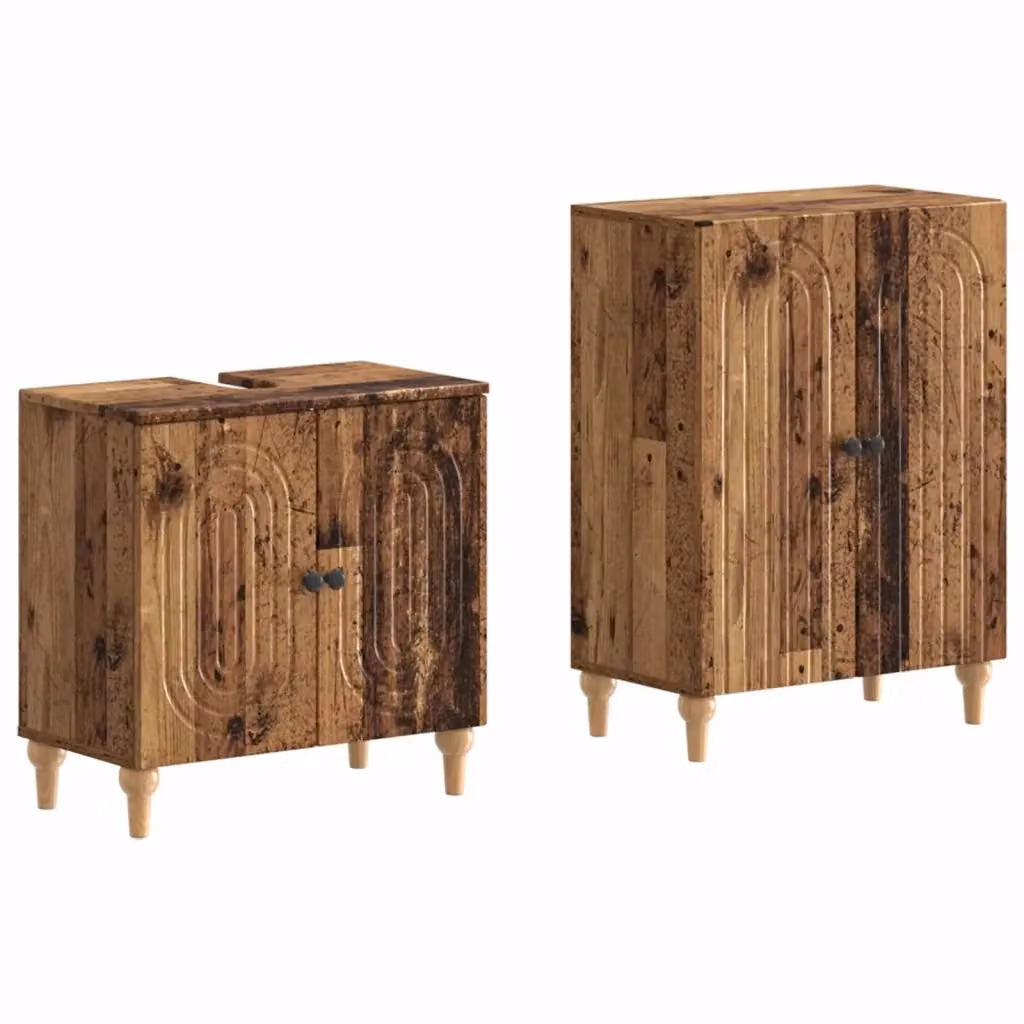 Set di mobili da bagno vidaXL composto da mobile lavabo e mobile contenitore in legno marrone stile moderno L/P/H: 59,5 x 29,44 x 80 cm – 2