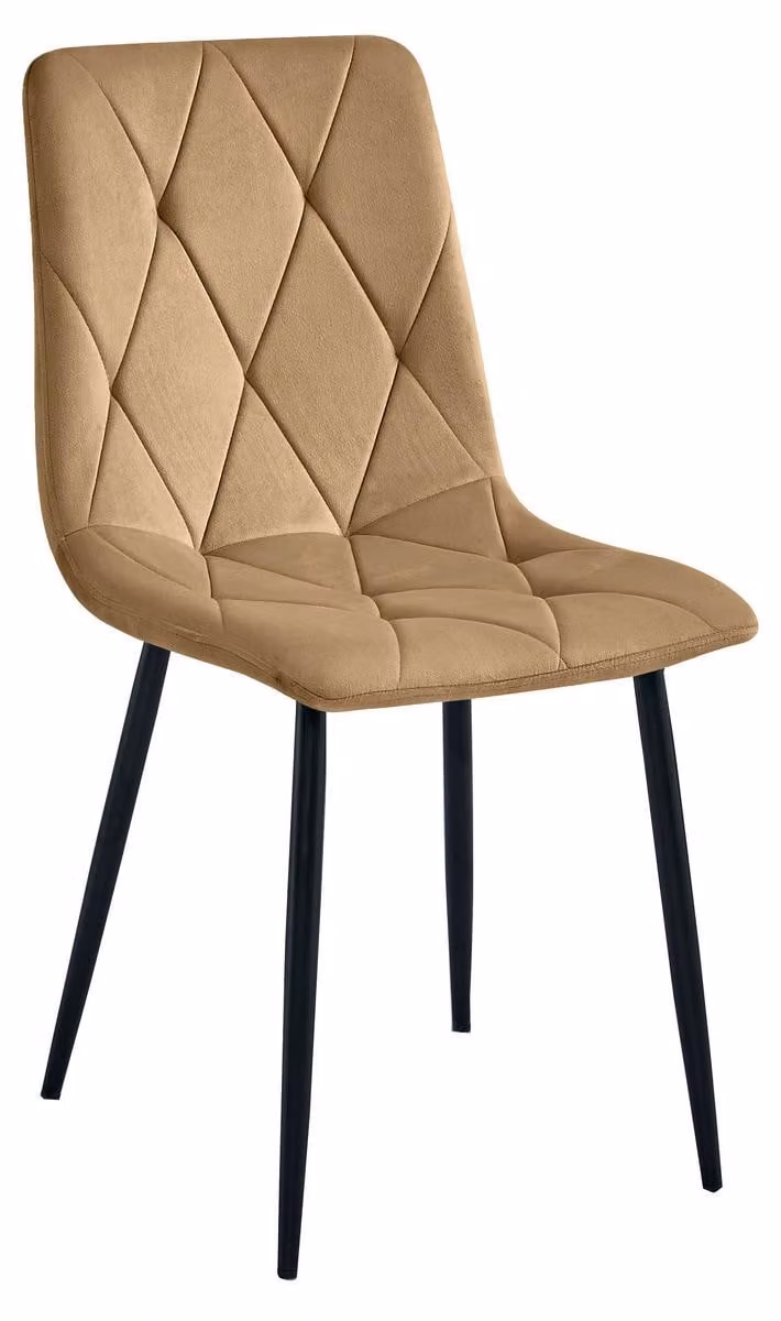 Sedia Libra in velluto marrone e gambe nere