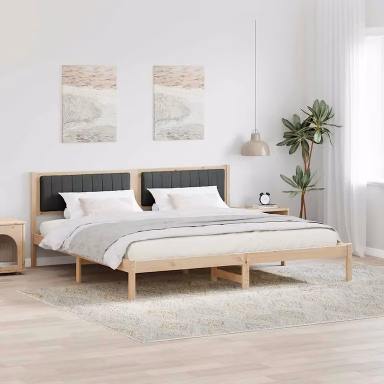 Struttura del letto in pino massello vidaXL Grigio scuro 200 x 200 cm