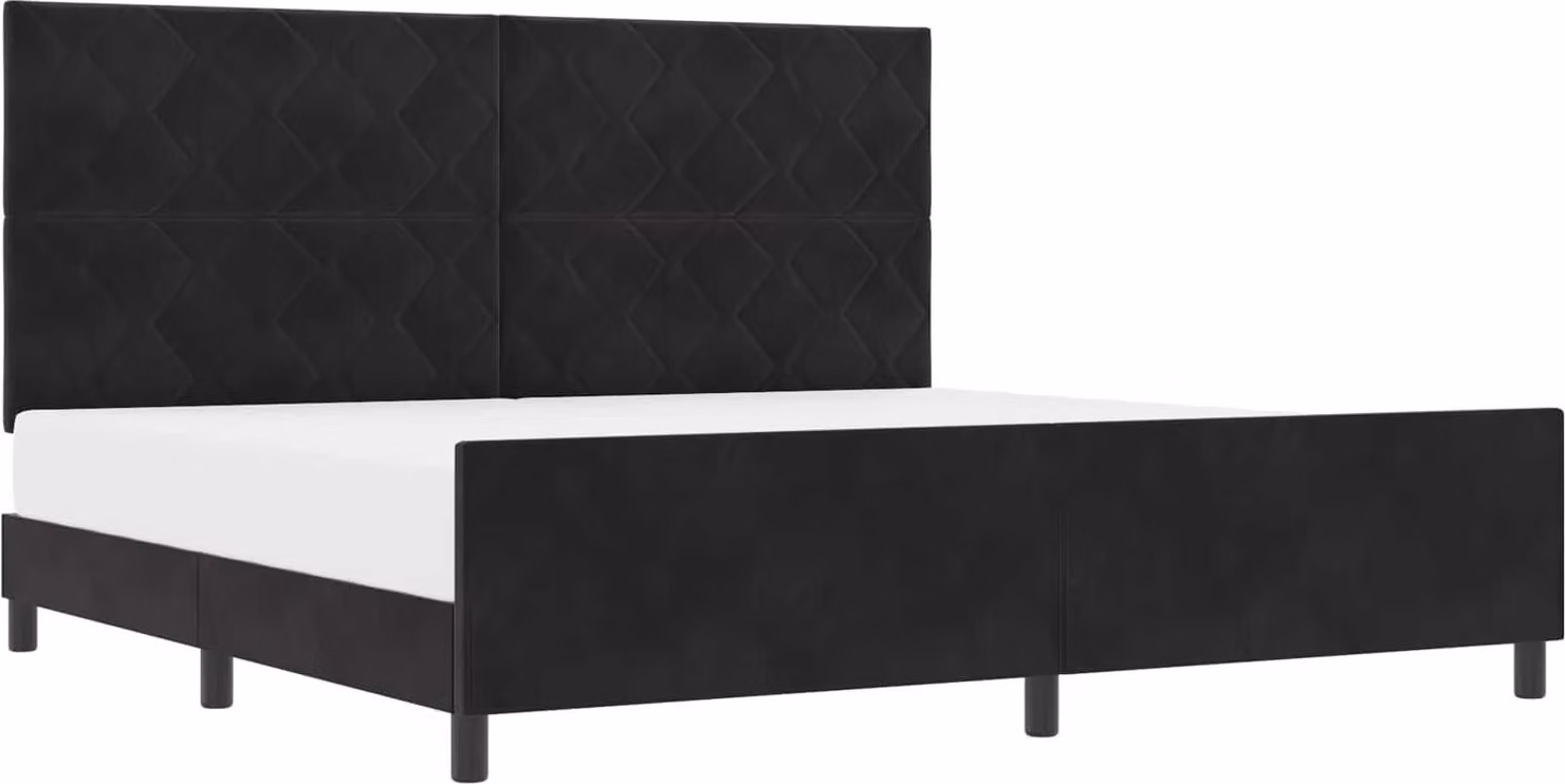 SYFAX™ Letto a molle con testiera Nero 200 x 200 cm Velluto