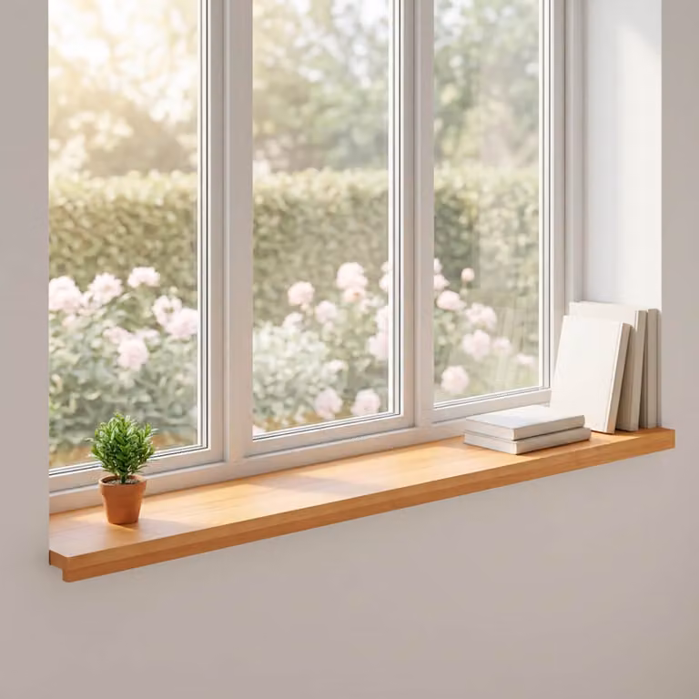 Set di 2 soglie per finestre vidaXL in legno, colore marrone, L 140 x P 40 x H 2 cm